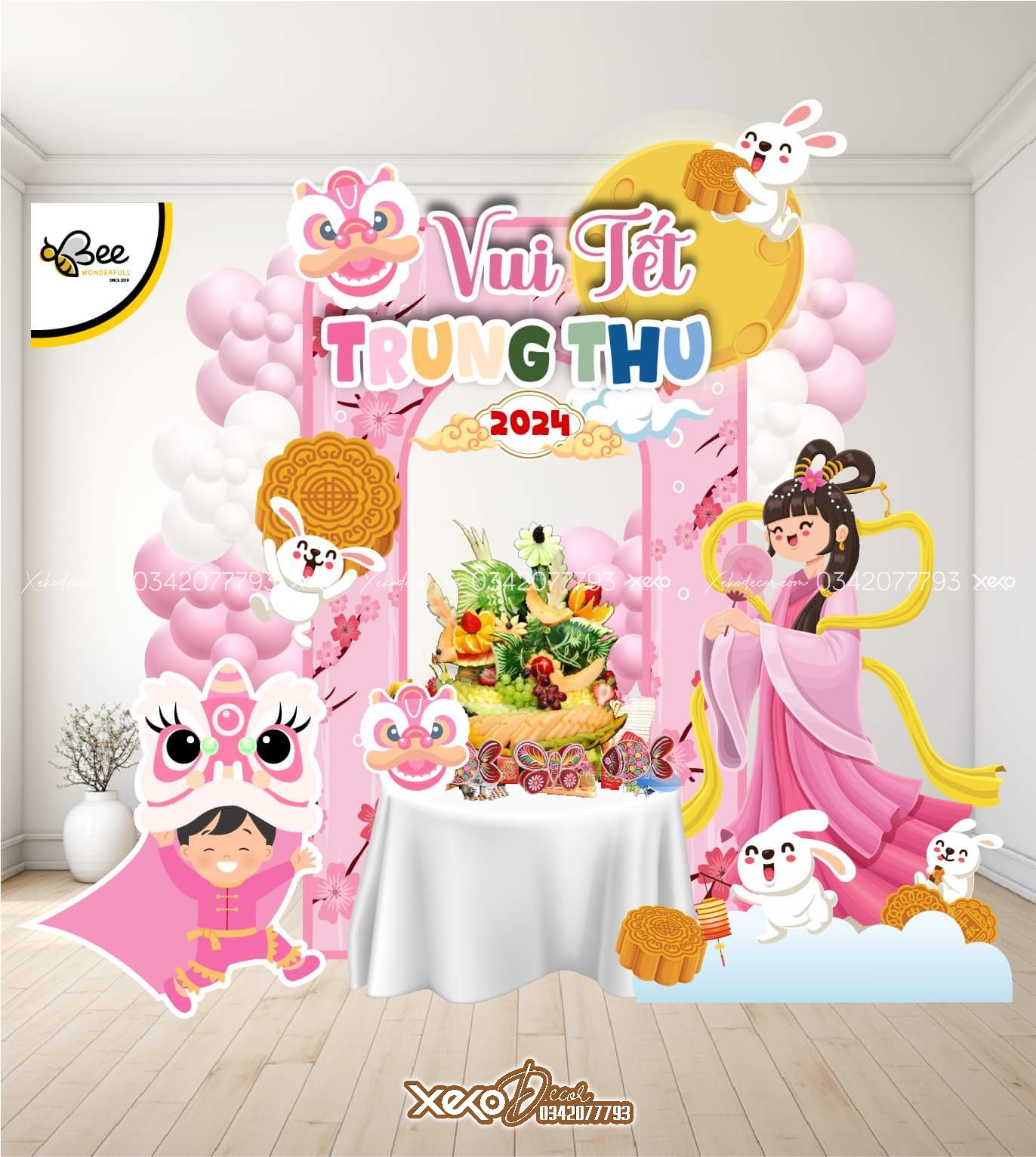 Mẫu trang trí background trung thu đơn giản tại công ty