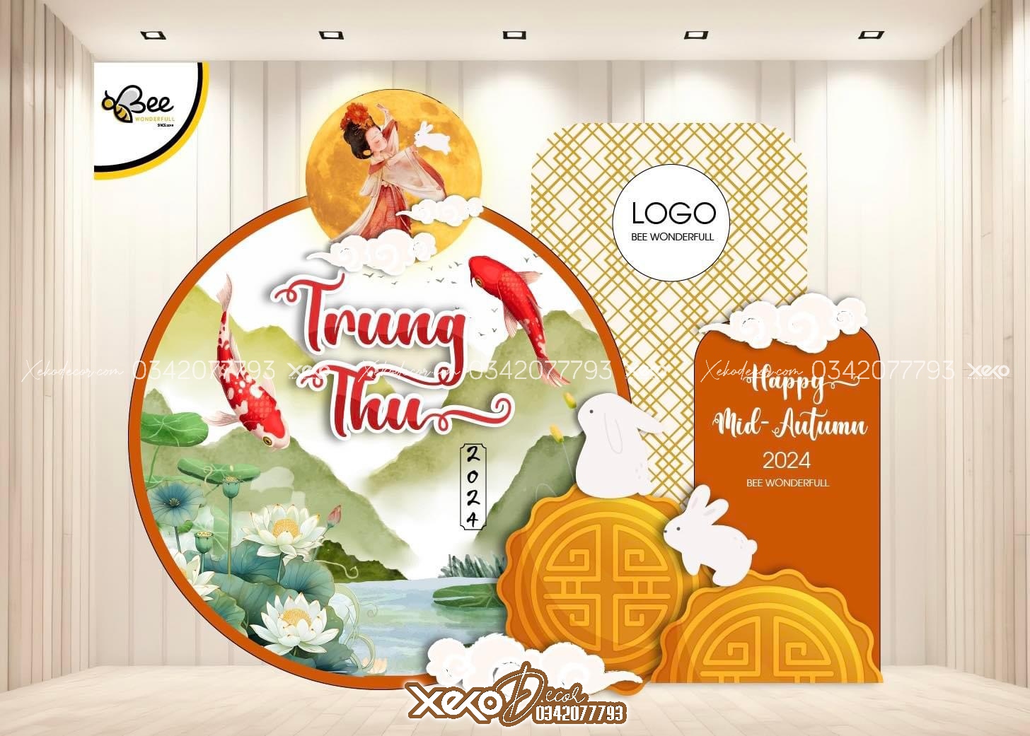 Mẫu trang trí trung thu có cá chép