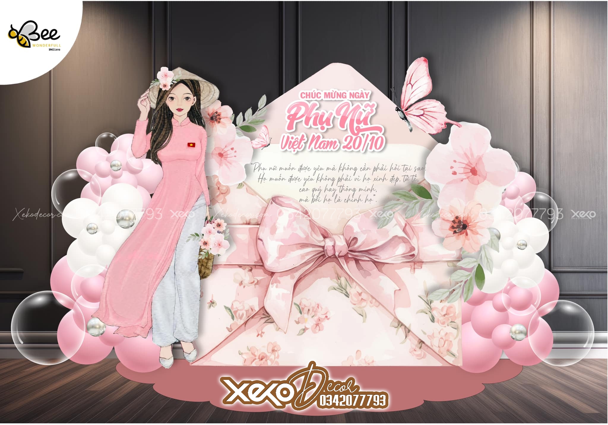 Trang trí background phụ nữ việt nam 20/10