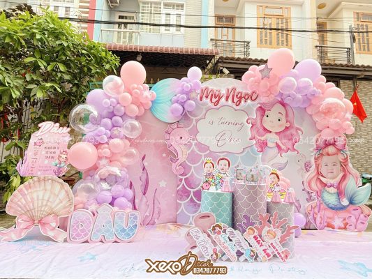 trang trí thôi nôi bé Dâu chủ đề nàng tiên cá