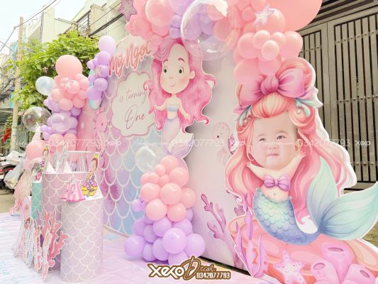trang trí thôi nôi bé Dâu chủ đề nàng tiên cá