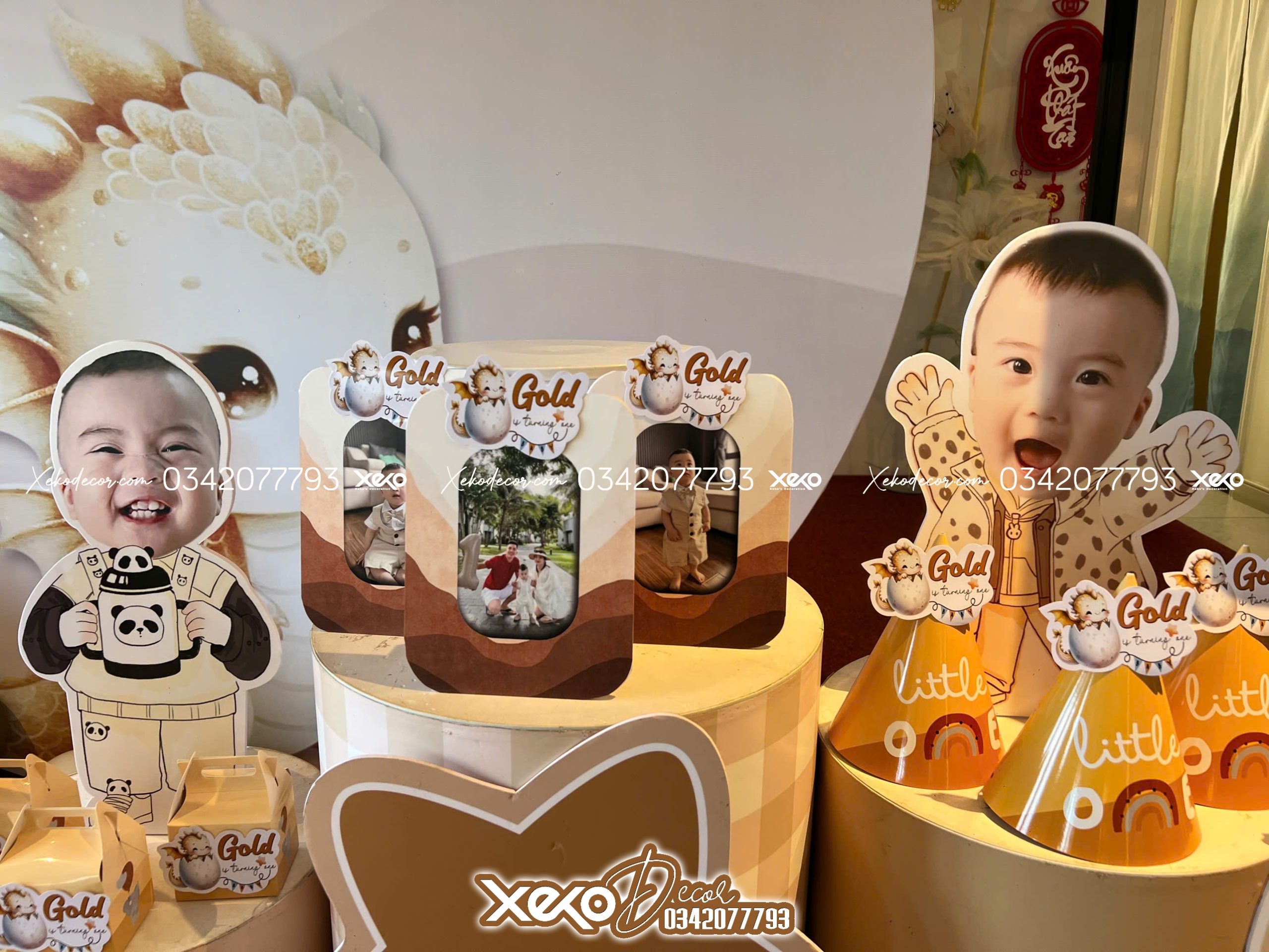 Trang trí thôi nôi bé trai chủ đề rồng cho bé Gold