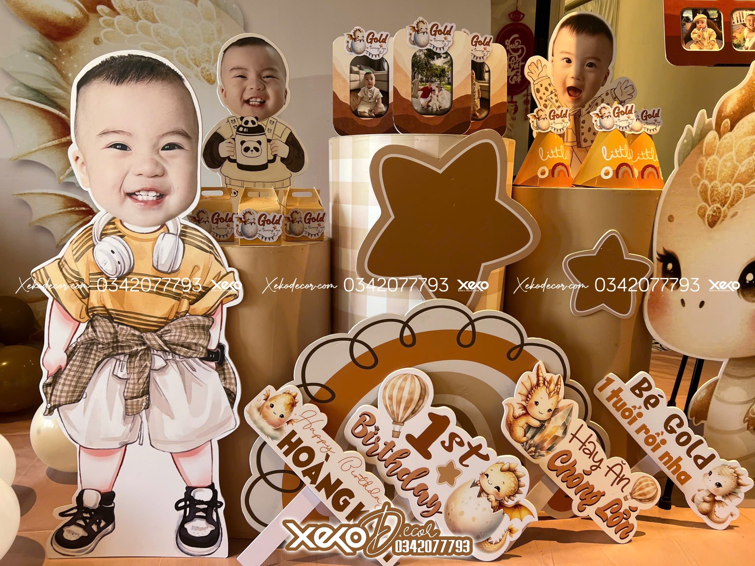 Trang trí thôi nôi bé trai chủ đề rồng cho bé Gold