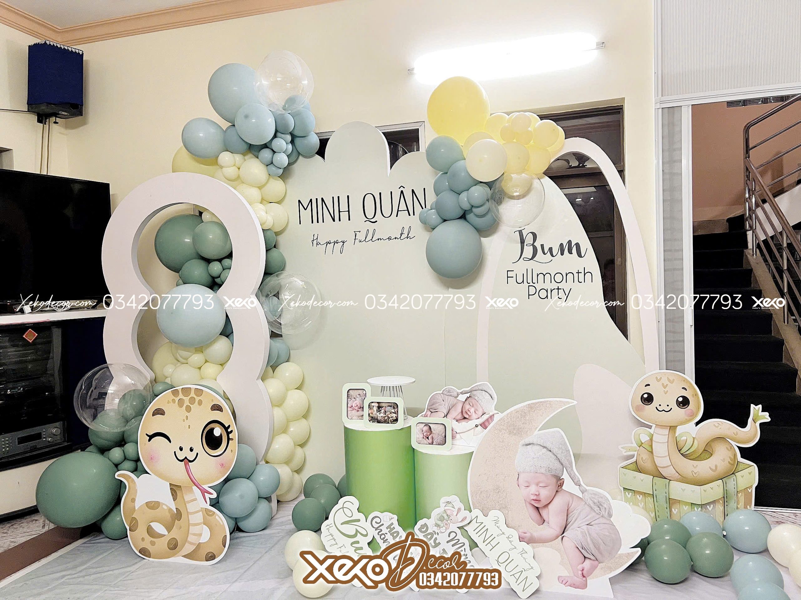 Trang trí đầy tháng bé trai Minh Quân