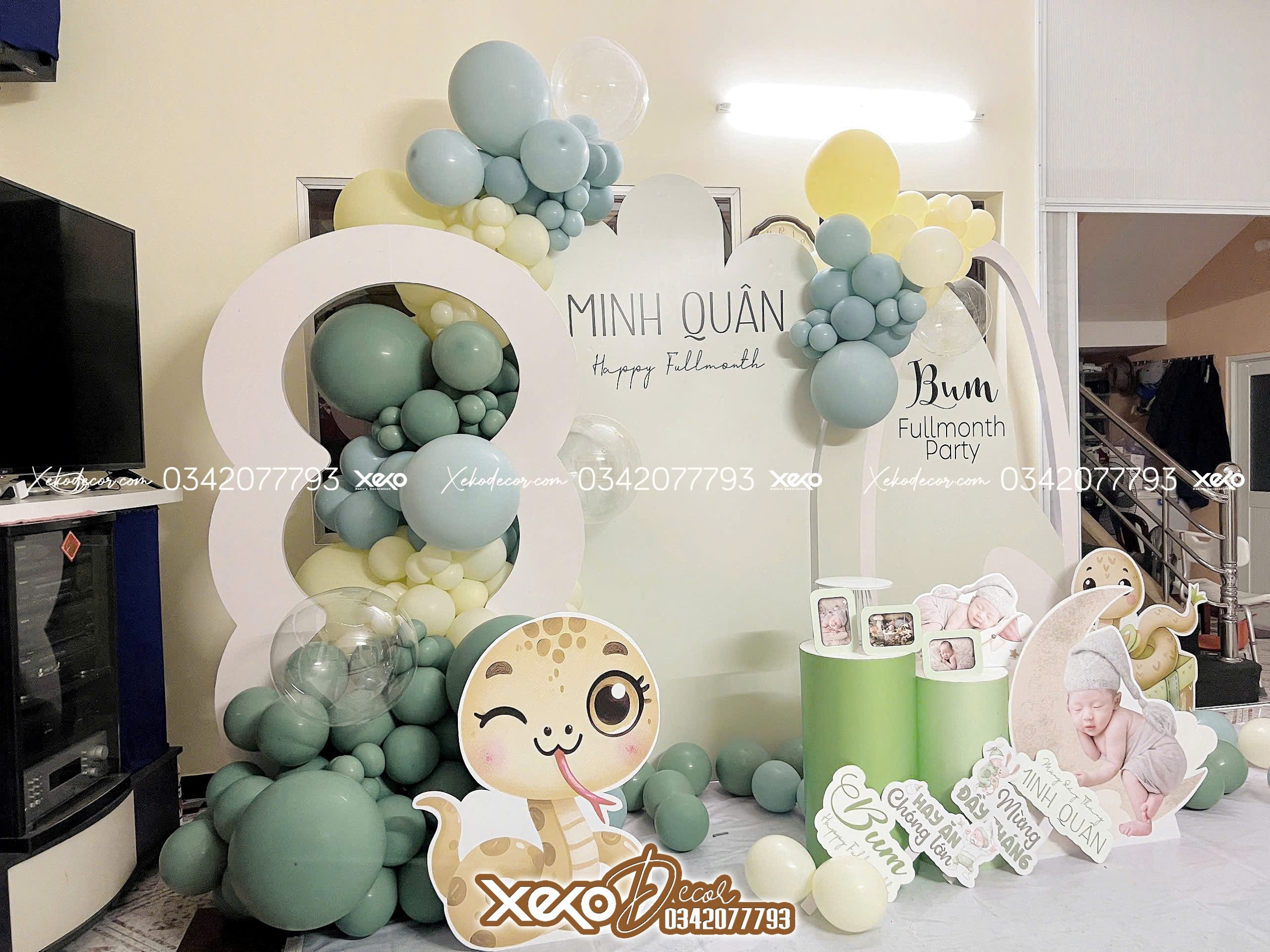 Trang trí đầy tháng bé trai Minh Quân