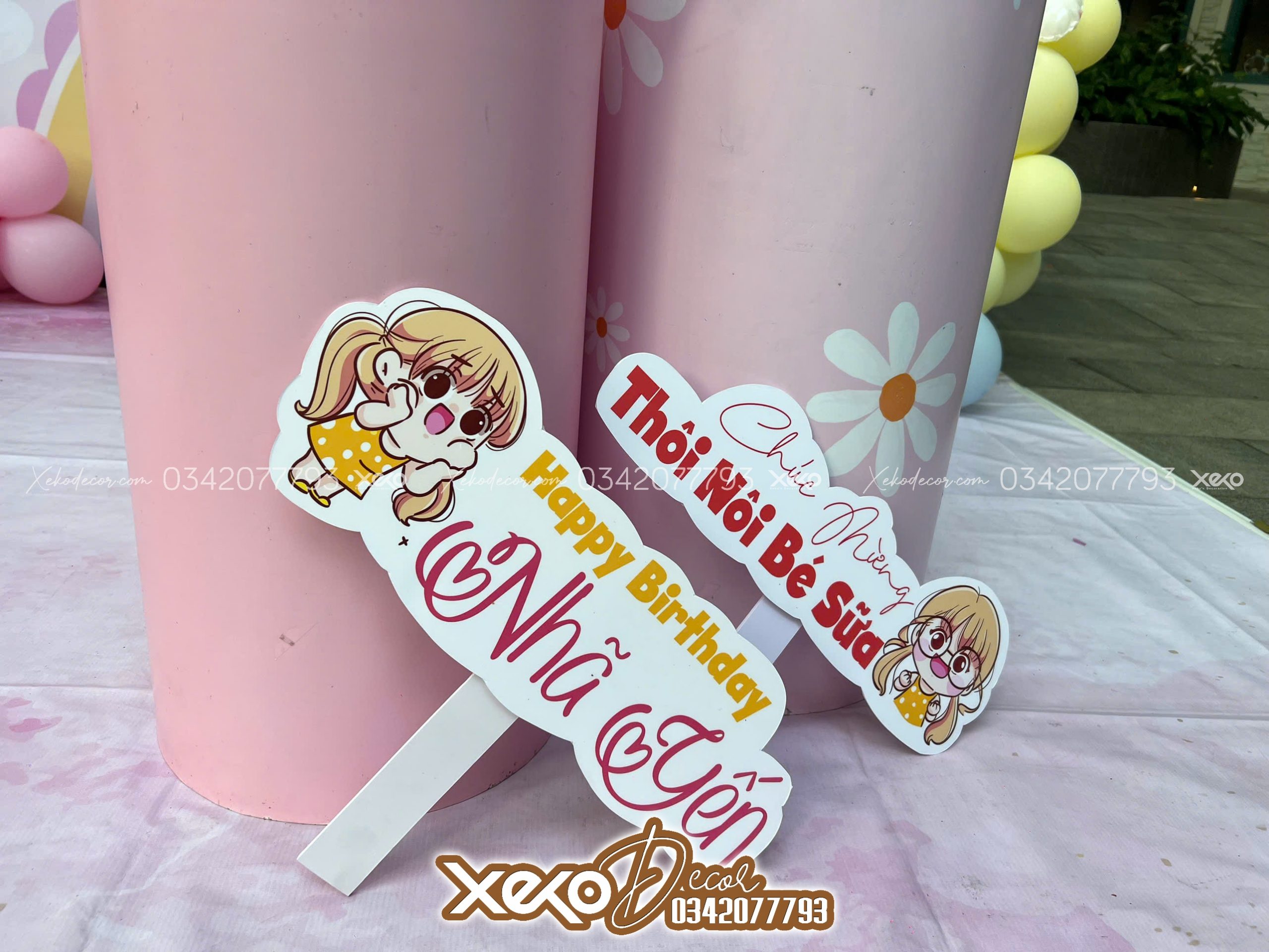 Trang trí thôi nôi bé gái Sữa đơn giản