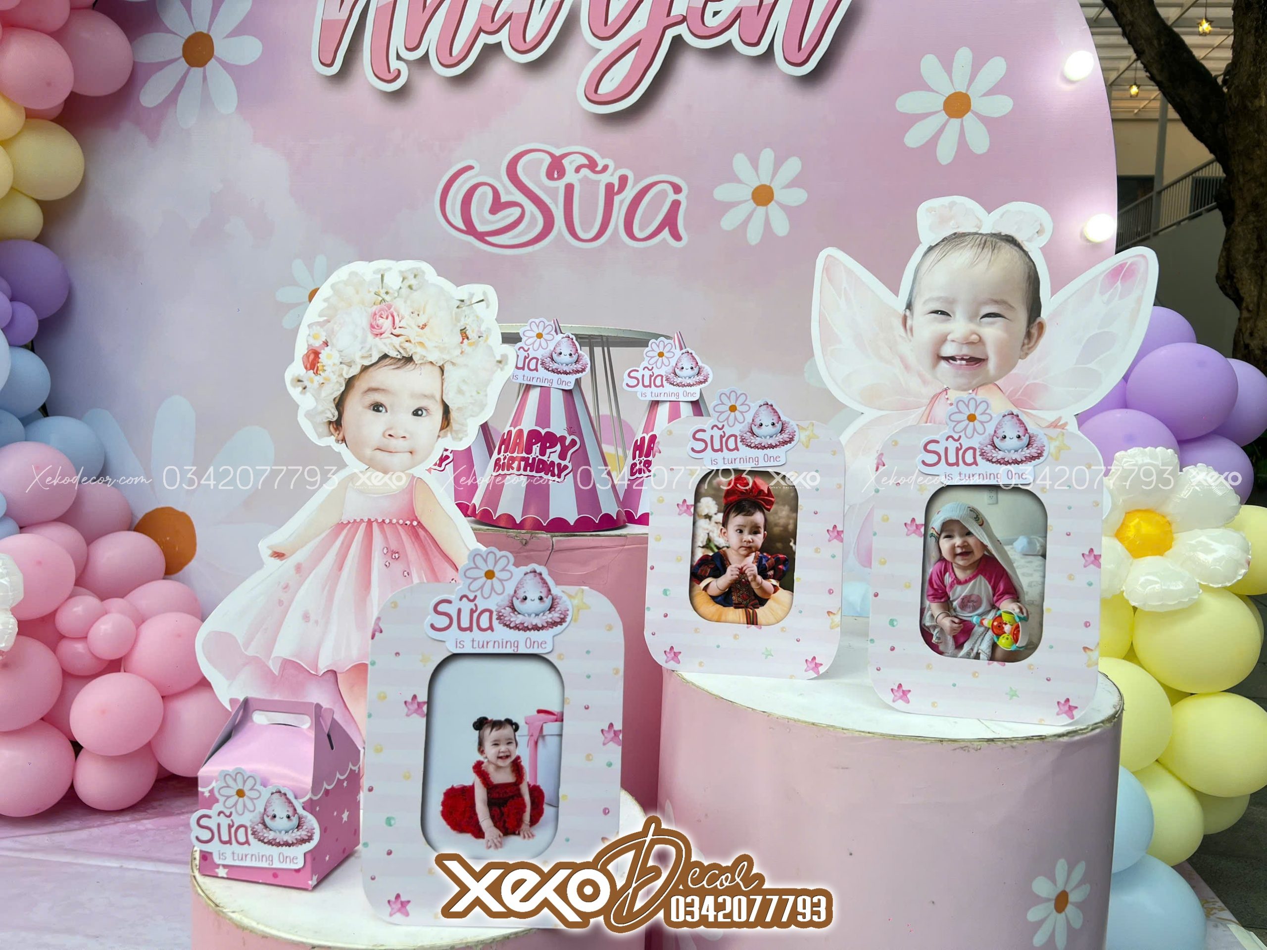 Trang trí thôi nôi bé gái Sữa đơn giản