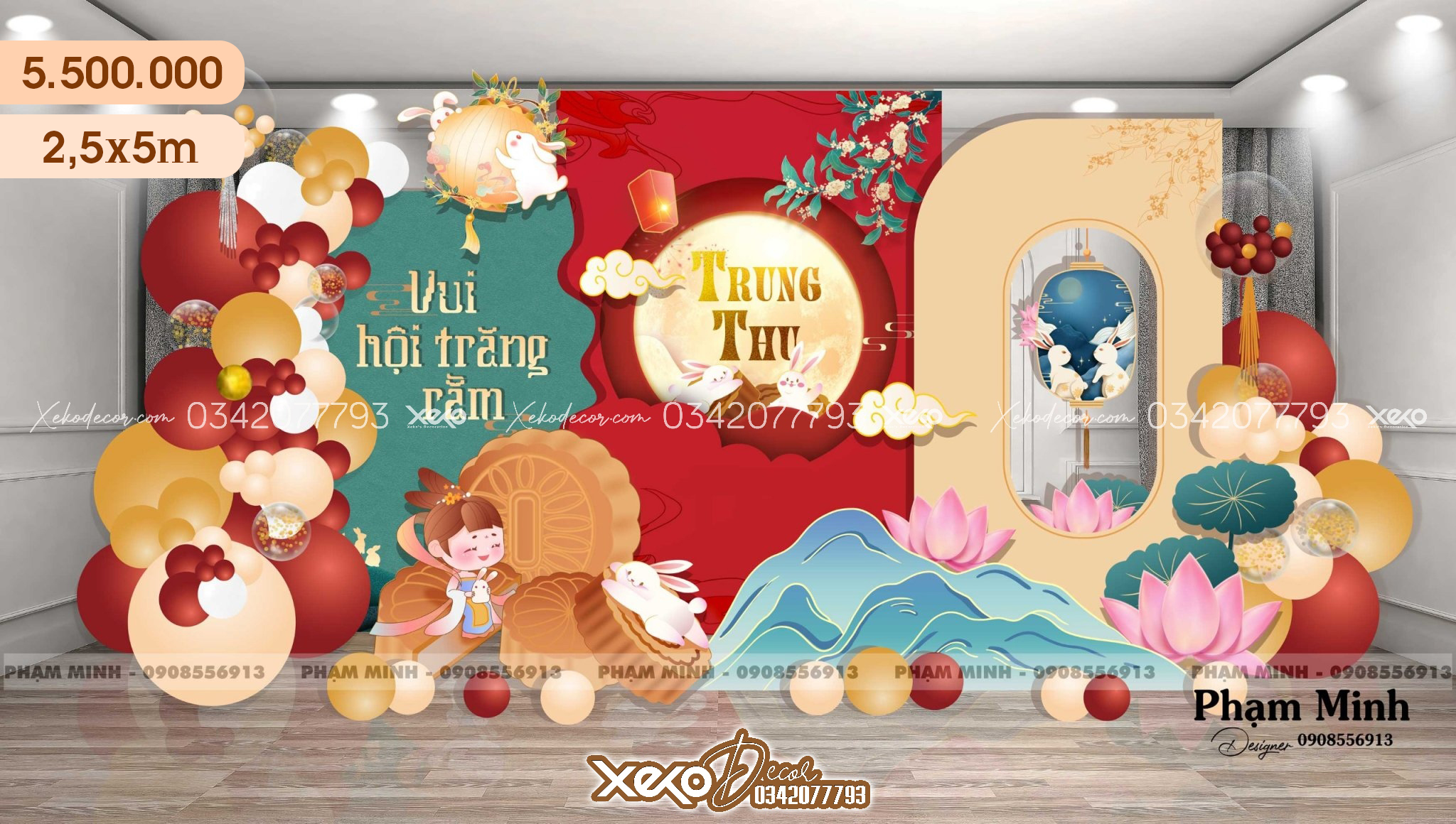 Mẫu trang trí trung thu hoa sen