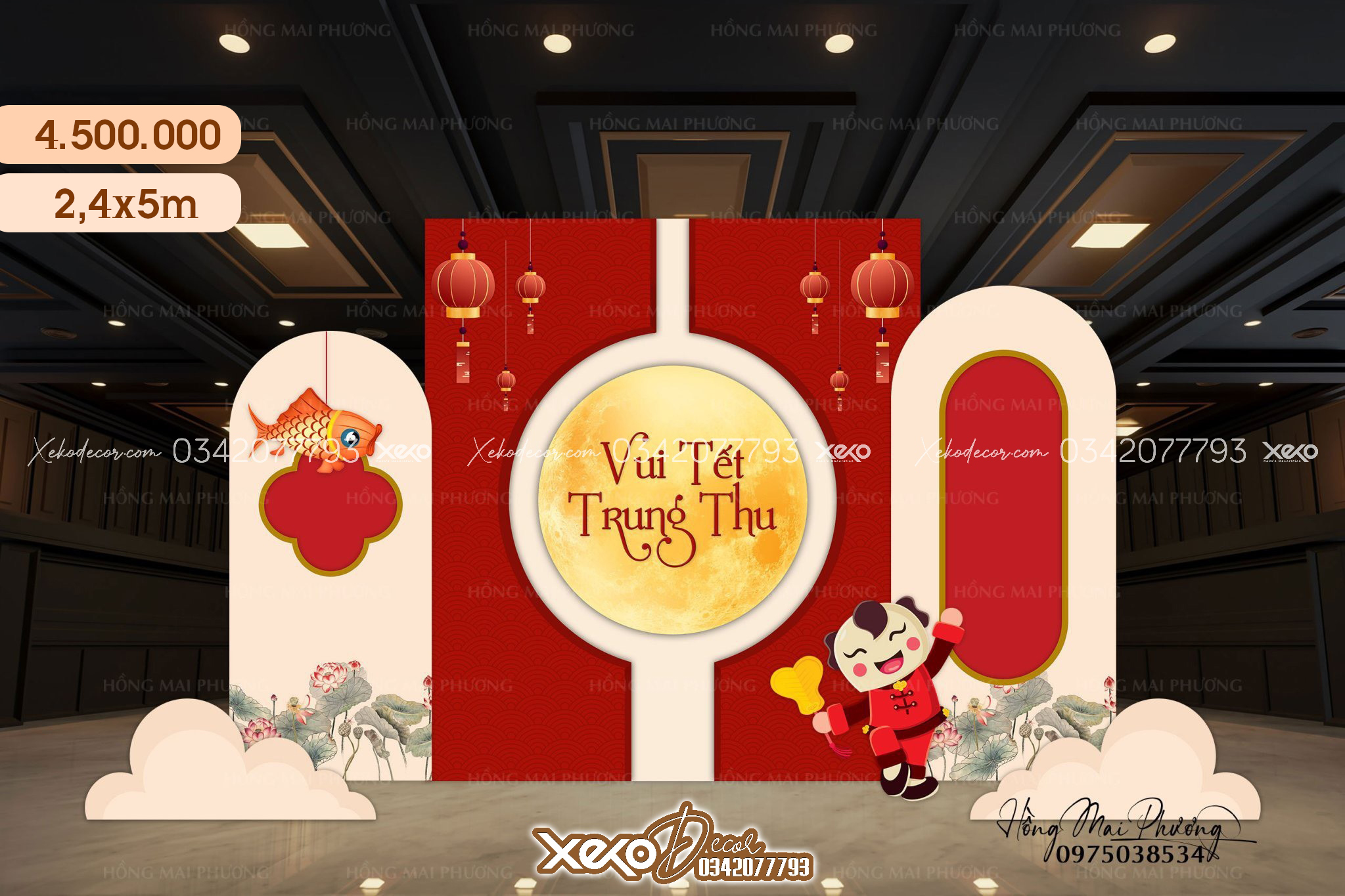 Mẫu trang trí trung thu có cá chép