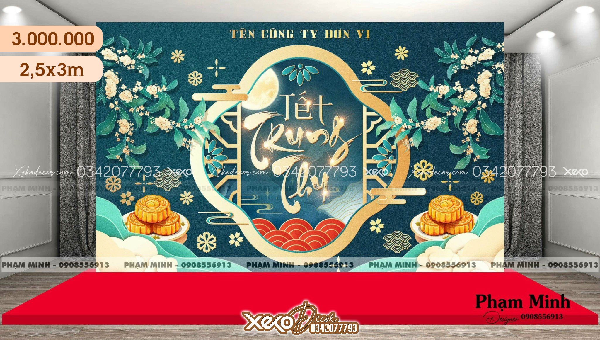 Mẫu trang trí trung thu khung chữ nhật