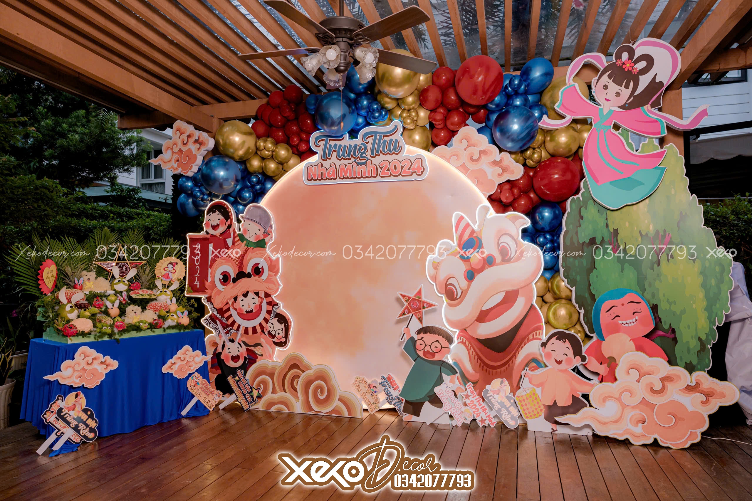 Backdrop trung thu họa tiết chị hằng