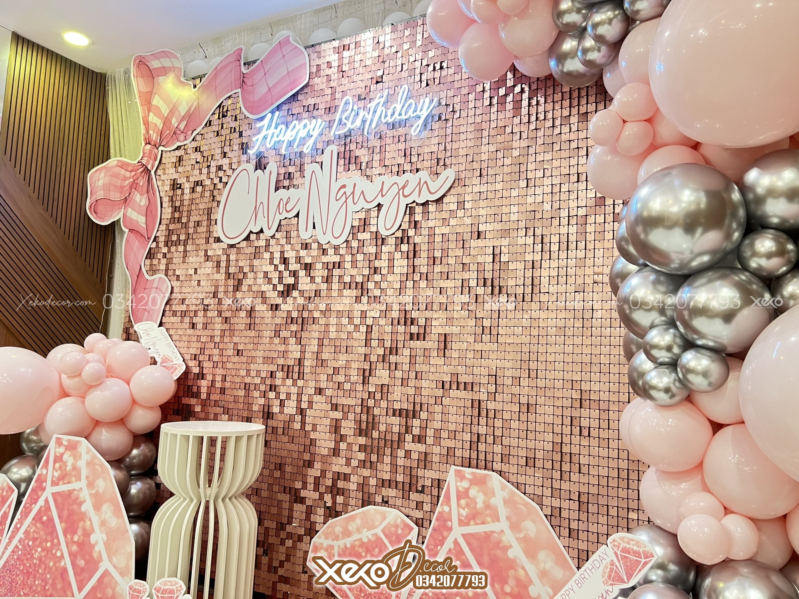 trang trí sinh nhật người lớn màu hồng