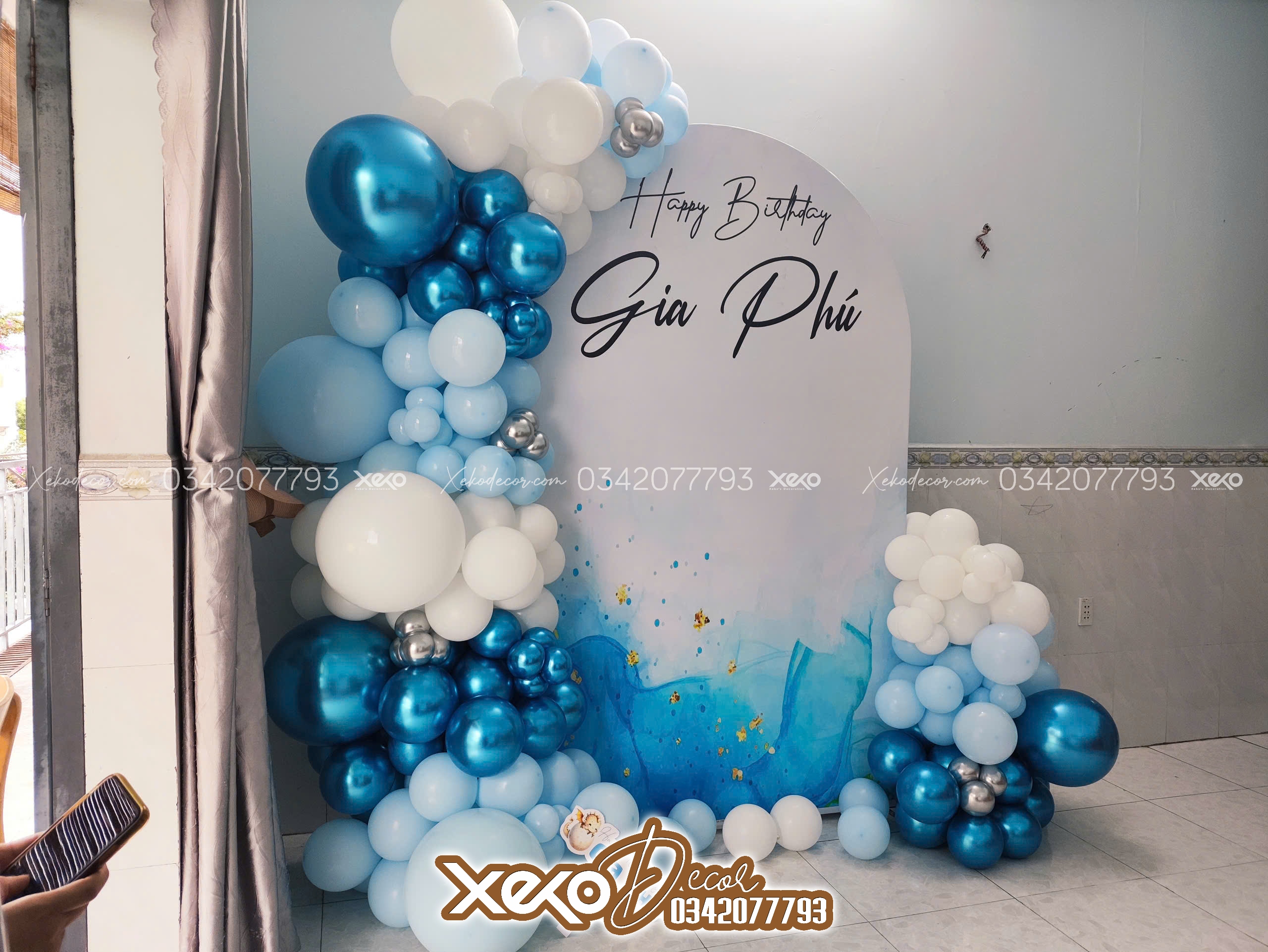 Mẫu decor sinh nhật giá rẻ tone xanh dương