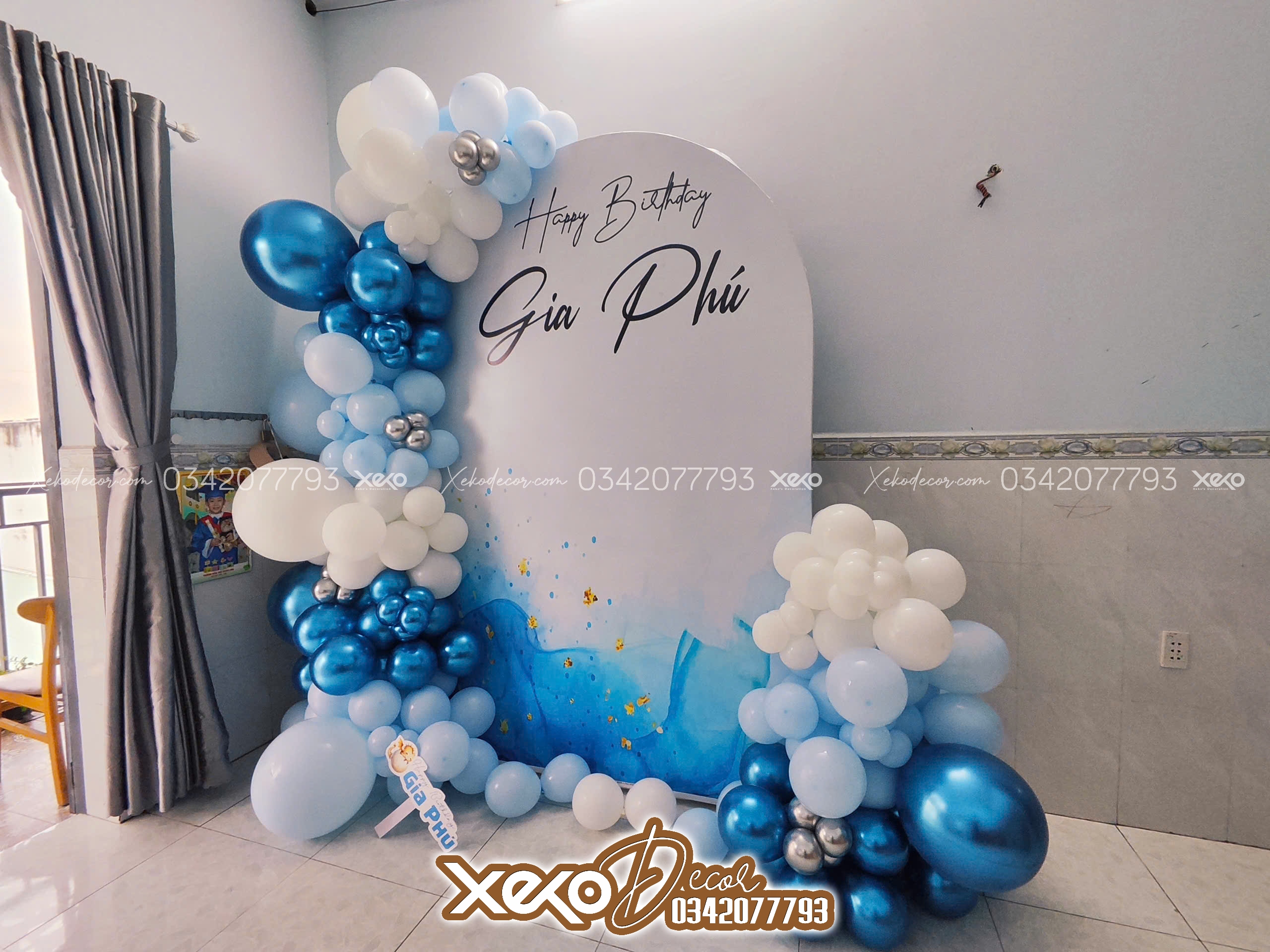 Mẫu decor sinh nhật giá rẻ tone xanh dương