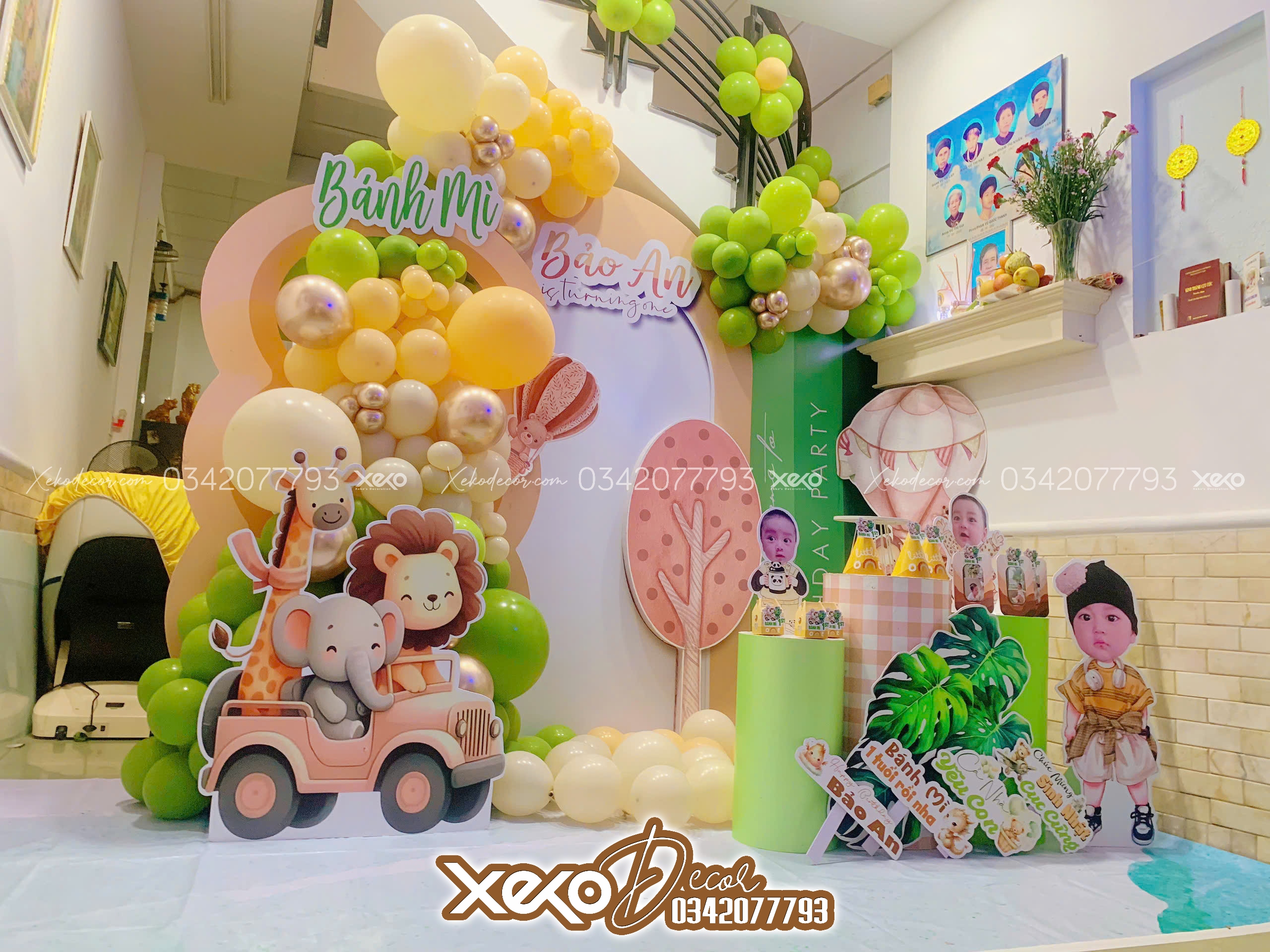 trang trí thôi nôi bé trai chủ đề rừng xanh-Bánh Mì