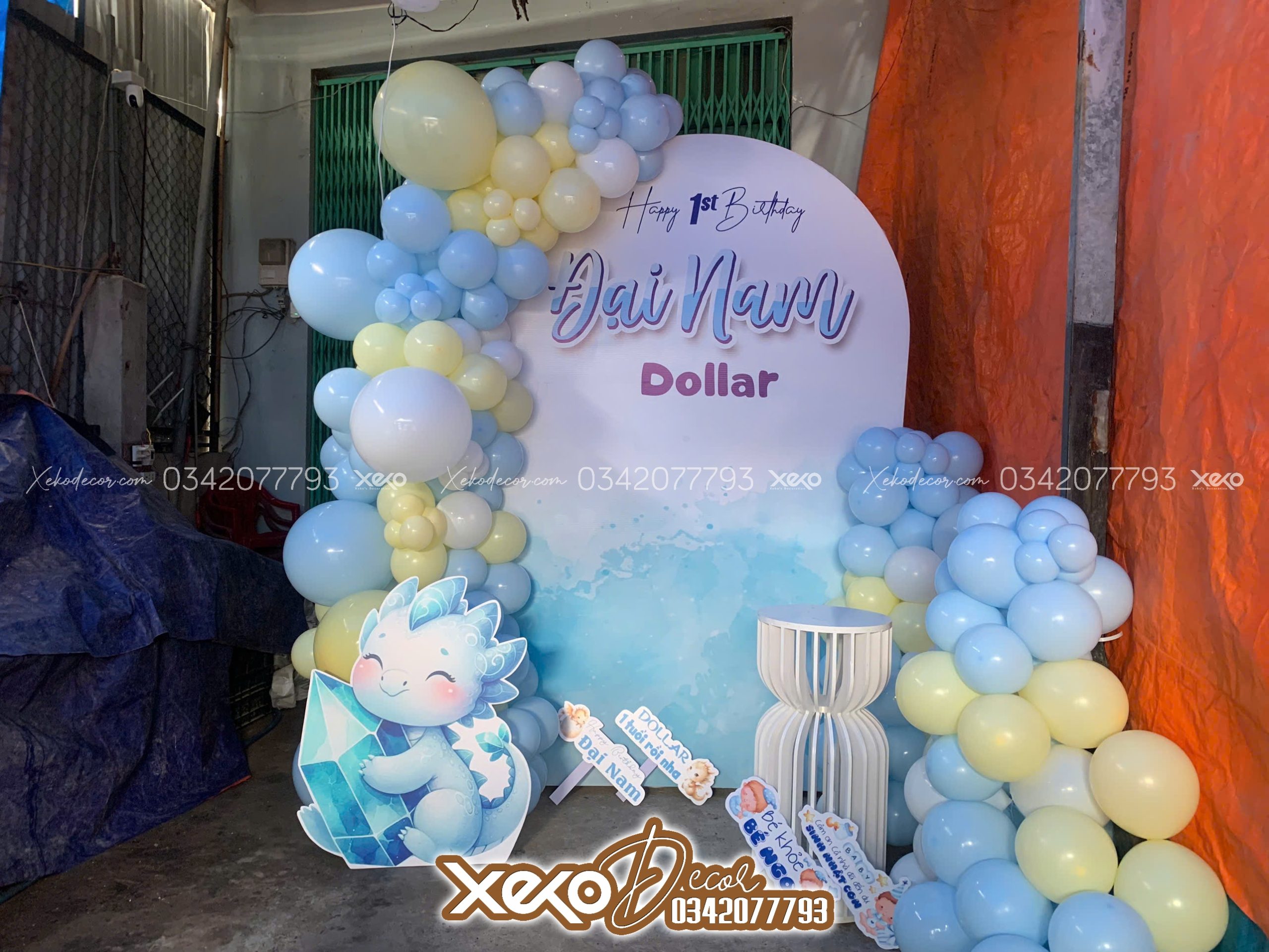 trang trí thôi nôi giá rẻ tone xanh dương